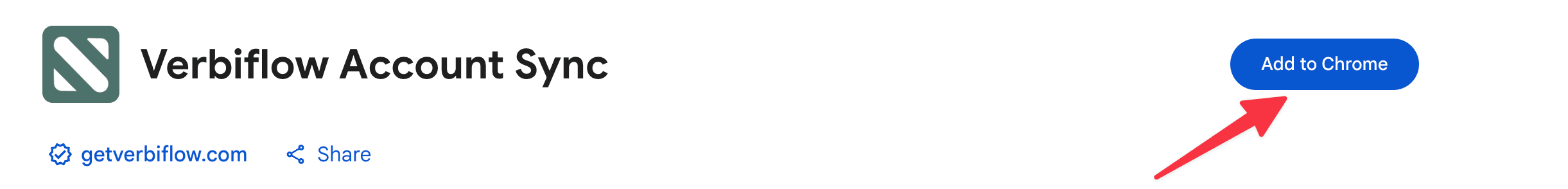 The Verbiflow Account Sync extension page with the Add to Chrome button